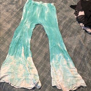 Flare blue & white tie dye pants